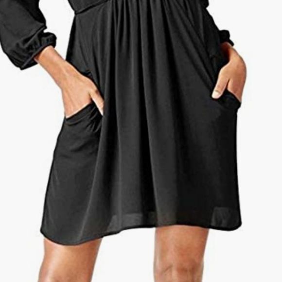 NWT Bar III Women's Black 3/4 Sleeve Shirt Dress - Size XS - Picture 4 of 6
